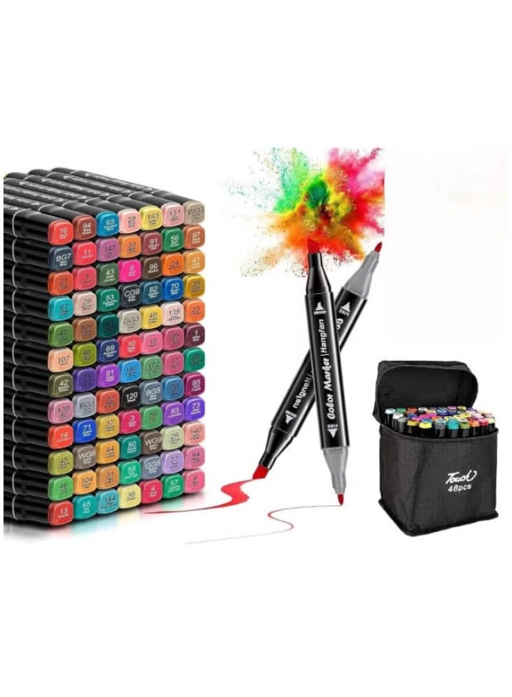 48 Colors Dual Tip Permanent Art Marker Set - Image 2