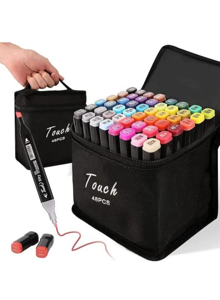 48 Colors Dual Tip Permanent Art Marker Set - Image 3