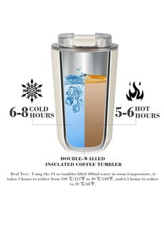 smeg Travel Coffee Mug, 320ml Insulated Beverage Cup With Leakproof Lid, Long Lasting Coffee Tumbler With Lid And Straw, Travel Coffee Thermos White  - Image 3