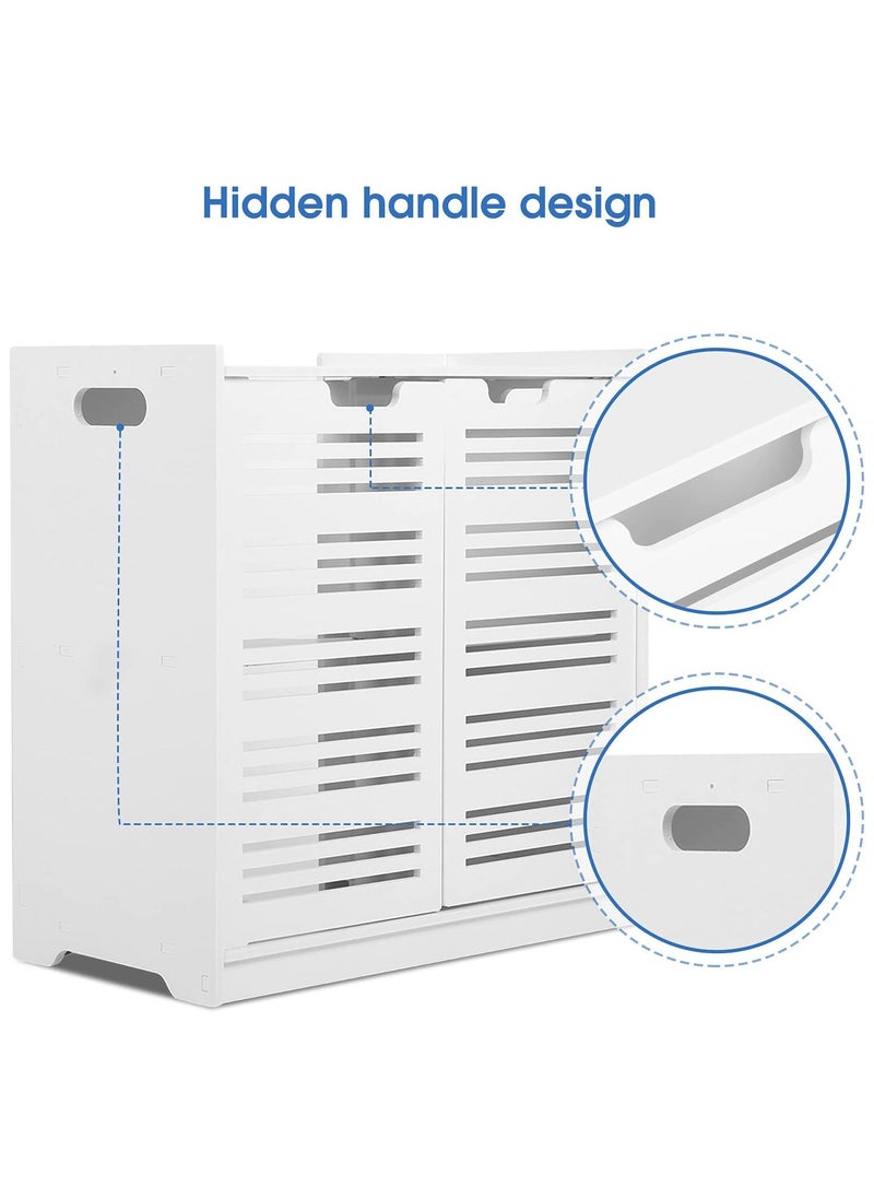 Eworld - White Double Door under Basin and Sink Storage Cabinet, Space-Optimized Cupboard and Waterproof Vanity Storage Solution for Modern Bathroom and kitchen - Image 1