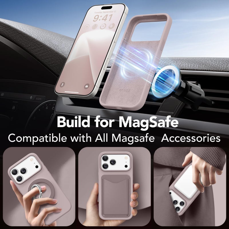GONEZ Magnetic for iPhone 17 Pro Max Case, Compatible with MagSafe, [Screen Protector + Camera Lens Protector], Liquid Silicone Anti-Scratch Shockproof Protective Phone Case 6.9 inch, Light Taro - Image 4