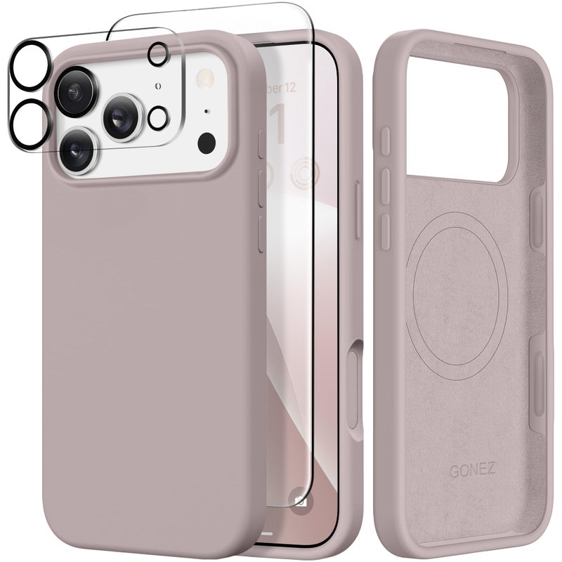 GONEZ Magnetic for iPhone 17 Pro Max Case, Compatible with MagSafe, [Screen Protector + Camera Lens Protector], Liquid Silicone Anti-Scratch Shockproof Protective Phone Case 6.9 inch, Light Taro - Image 1