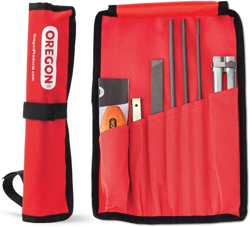 Oregon Universal Chainsaw Field 7pc Sharpening Kit - Includes 5/32", 3/16", and 7/32" Round Files, 6" Flat File, Handle, Filing Guide, and Travel Pouch (617067) - Image 1
