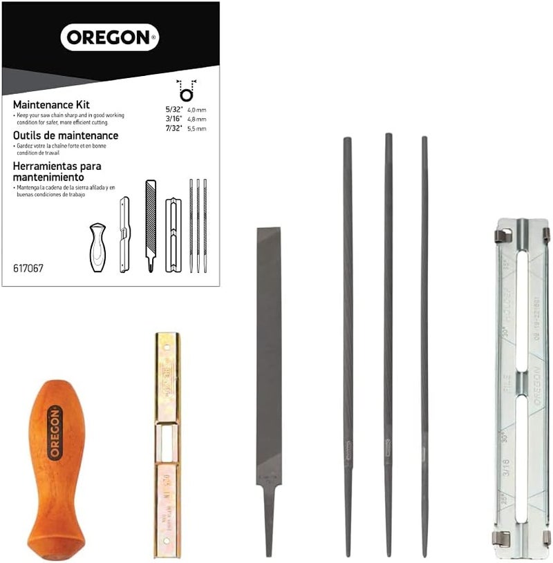 Oregon Universal Chainsaw Field 7pc Sharpening Kit - Includes 5/32", 3/16", and 7/32" Round Files, 6" Flat File, Handle, Filing Guide, and Travel Pouch (617067) - Image 2