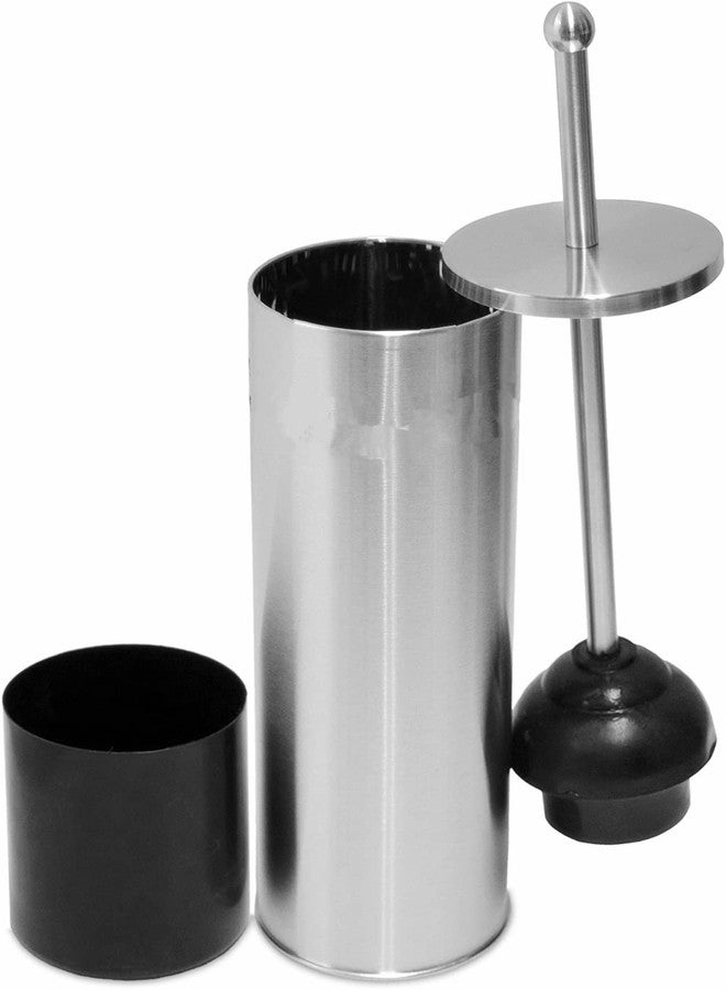 Gecious Chrome Toilet Plunger with Holder Bathroom Metal Canister Holder Drip Cup, Heavy Duty, Deep Cleaning Silver - Image 5