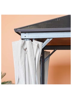 DANUBE HOME إطار Veora Gazebo من الألومنيوم مع سقف من البولي كربونات شكل مستطيل مع ستارة مقاومة للماء والأشعة فوق البنفسجية للحديقة ومظلة للفناء وأثاث خارجي حديث 3 × 4 متر رمادي  - Image 2