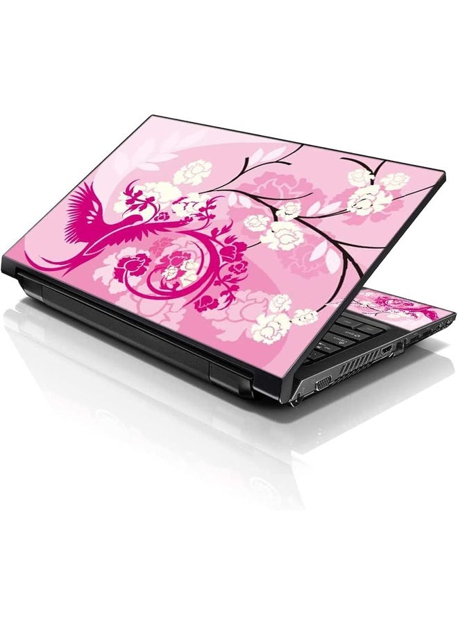 LSS Laptop 15 15.6 Skin Cover with Colorful Pink Birds Floral Pattern - Image 1