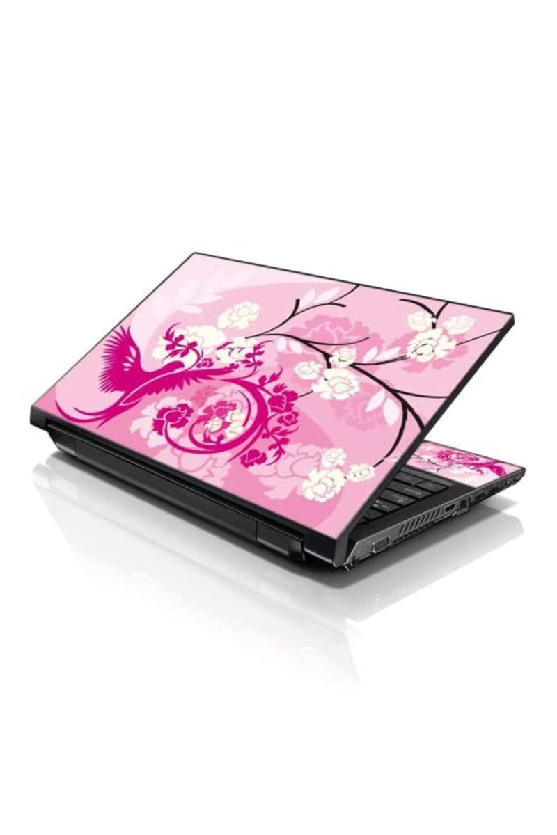 LSS Laptop 15 15.6 Skin Cover with Colorful Pink Birds Floral Pattern - Image 1