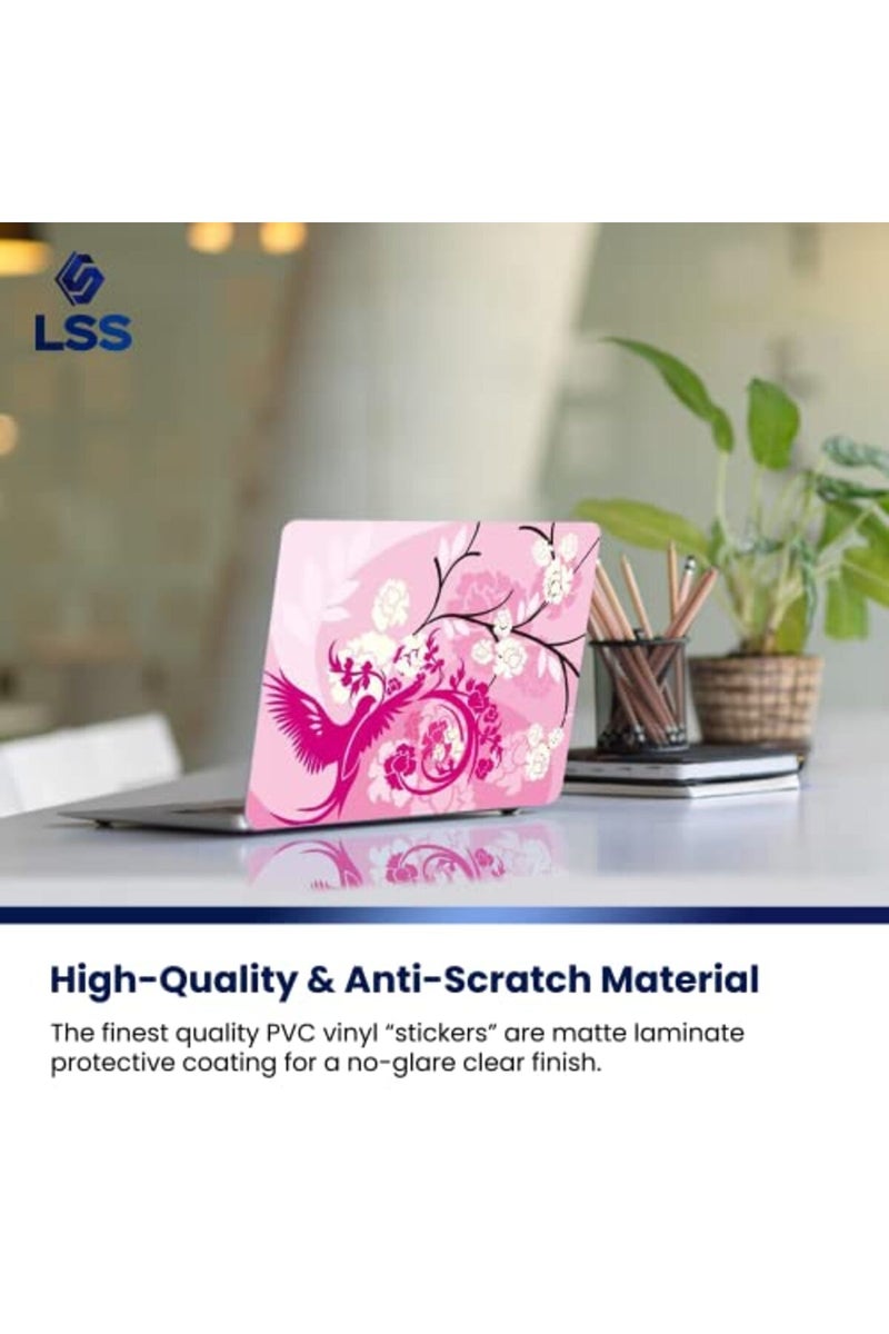 LSS Laptop 15 15.6 Skin Cover with Colorful Pink Birds Floral Pattern - Image 4