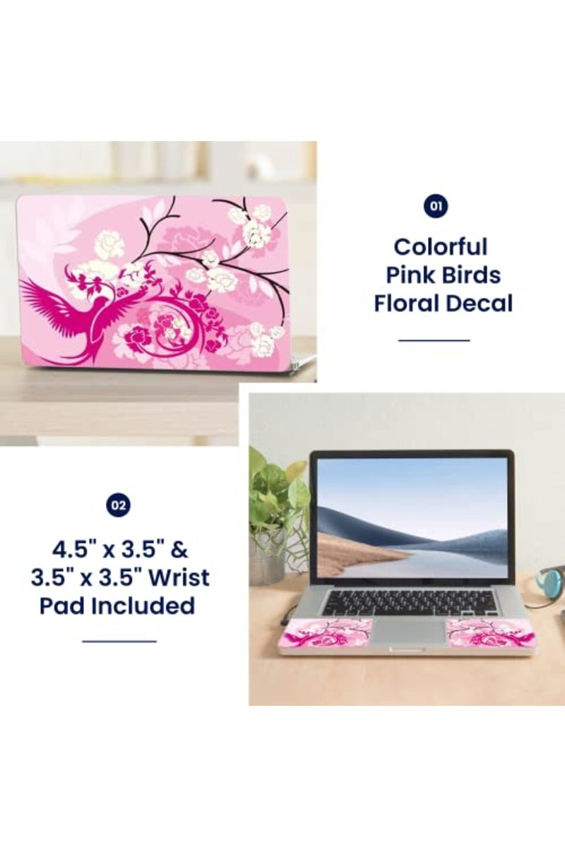 LSS Laptop 15 15.6 Skin Cover with Colorful Pink Birds Floral Pattern - Image 2