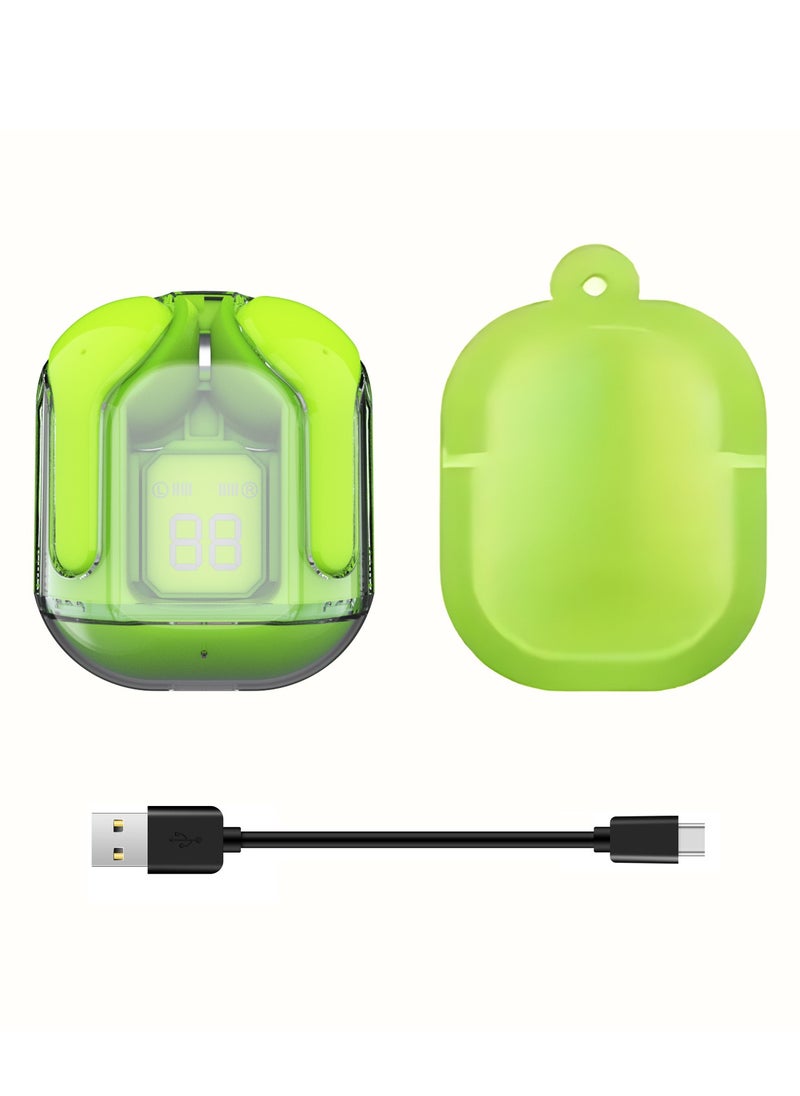 ksluxirt 2025 New Bluetooth headset acrylic transparent wireless headset LED digital display touch operation high-fidelity sound quality Type-C Fast charge compatible with iOS/Android sports music games suitable for gift selection  - Image 1