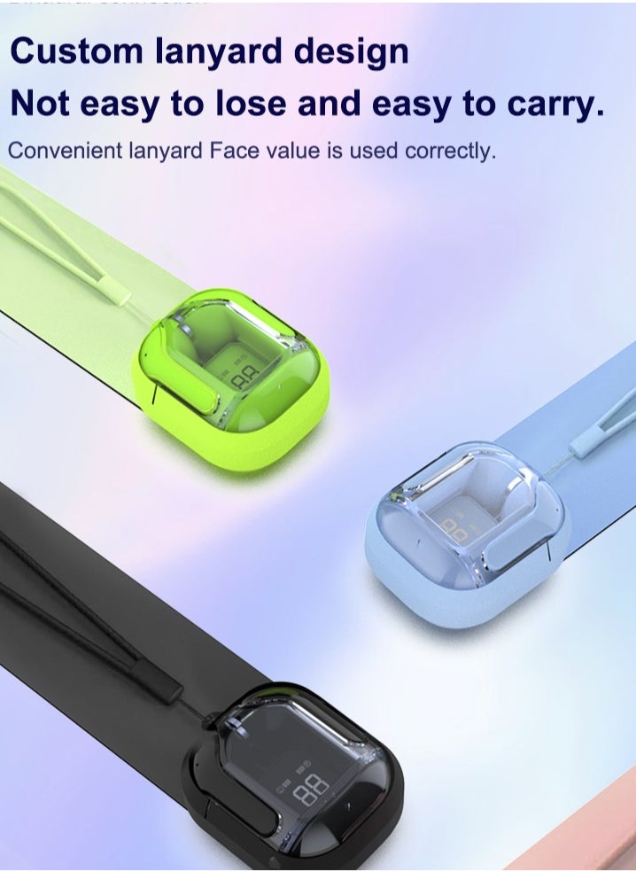 ksluxirt 2025 New Bluetooth headset acrylic transparent wireless headset LED digital display touch operation high-fidelity sound quality Type-C Fast charge compatible with iOS/Android sports music games suitable for gift selection  - Image 5