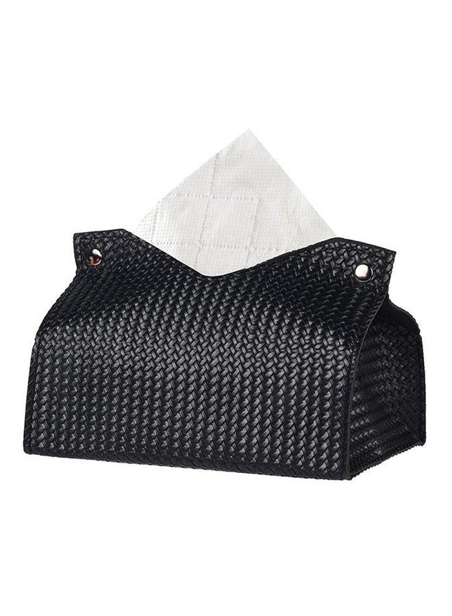 Fasola Tissue Box Cover Pu Leather Woven Facial Box Covers Holder Tray Organizer for House Tabletop Office Car Bathroom - Image 5