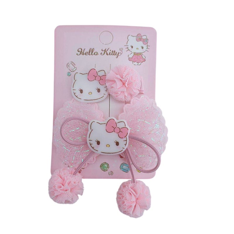 Hello Kitty Sanrio Hello Kitty and Friends Hello Kitty Pom-Pom Hair Clips Set (2 Pieces, Pink) - Image 1