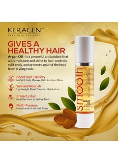 KERAGEN KERAGEN - Nourishing Hair Serum for Dry Damaged Hair - Argan Oil for Hair Treatment - Brilliant Shine, Heat Protection with Paraben, Phthalate and Sulfate Free Formula (1.7 Oz)  - Image 5