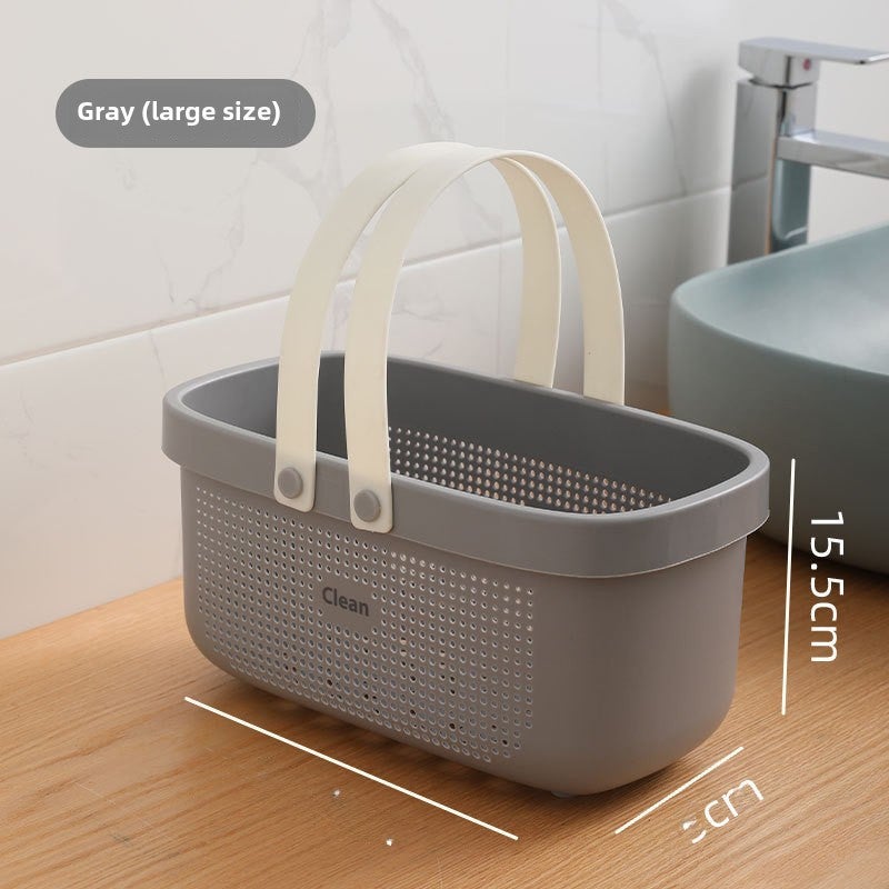 Bath Basket Bath Basket Portable Storage Basket Toiletries Bathroom Bath Basket Storage Basket Drainage Plastic Wholesale Bath Basket(gray, Large [29.5*15*15.5]) - Image 1