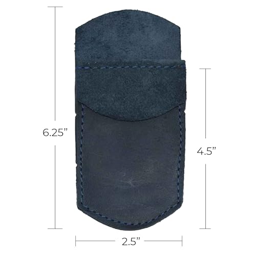 Hide & Drink, Pocket Protector, Pencil Pouch, Pen Holder for Shirt Pockets, Lab Coats, Backpacks, Office & Work Essentials, Full Grain Leather, Handmade, Slate Blue - Image 4