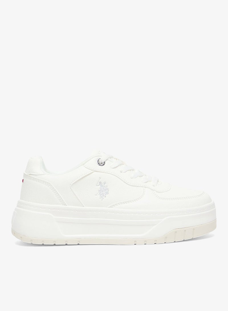 U.S. Polo Assn. Women's White Low-Top Sneakers - Chunky Outsole With Foam Padding, Minimalist Lace-Up Design Shoes - Image 1