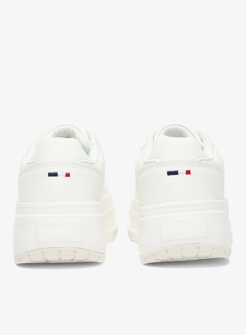 U.S. Polo Assn. Women's White Low-Top Sneakers - Chunky Outsole With Foam Padding, Minimalist Lace-Up Design Shoes - Image 4