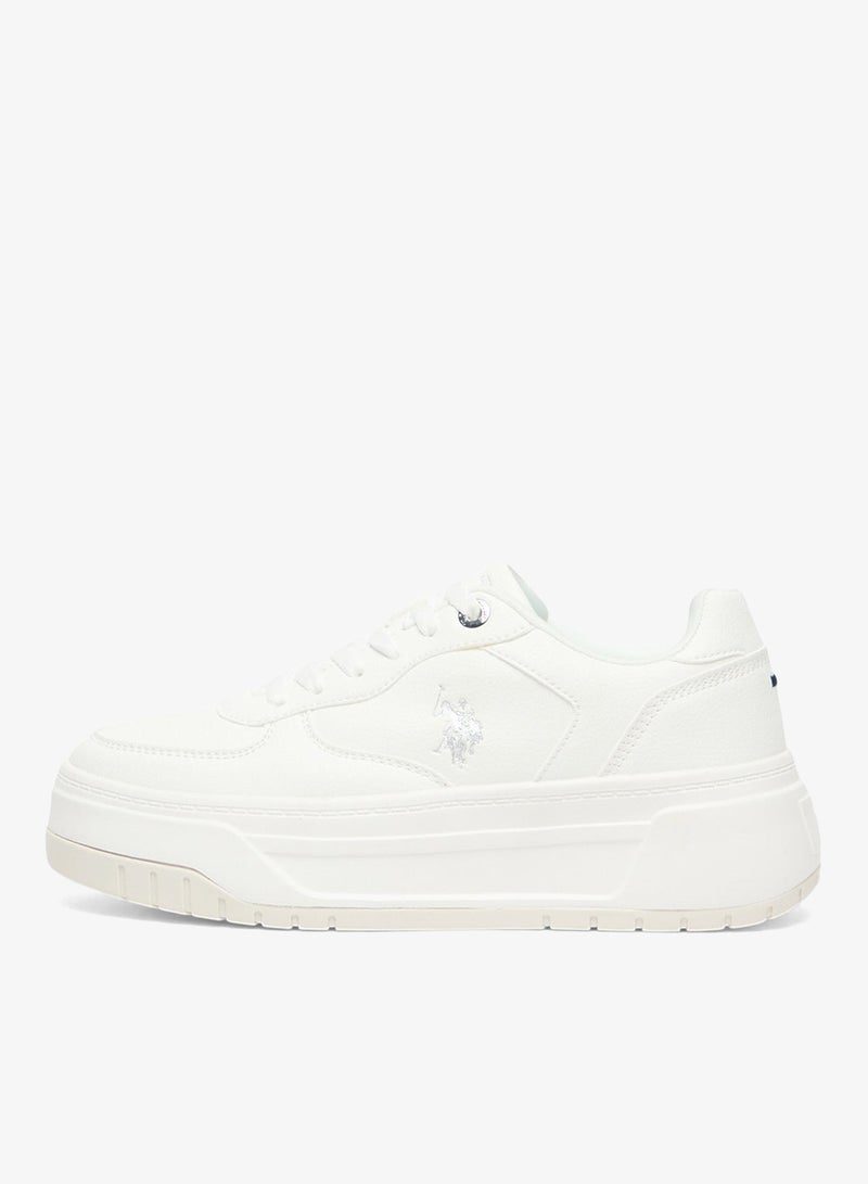 U.S. Polo Assn. Women's White Low-Top Sneakers - Chunky Outsole With Foam Padding, Minimalist Lace-Up Design Shoes - Image 2