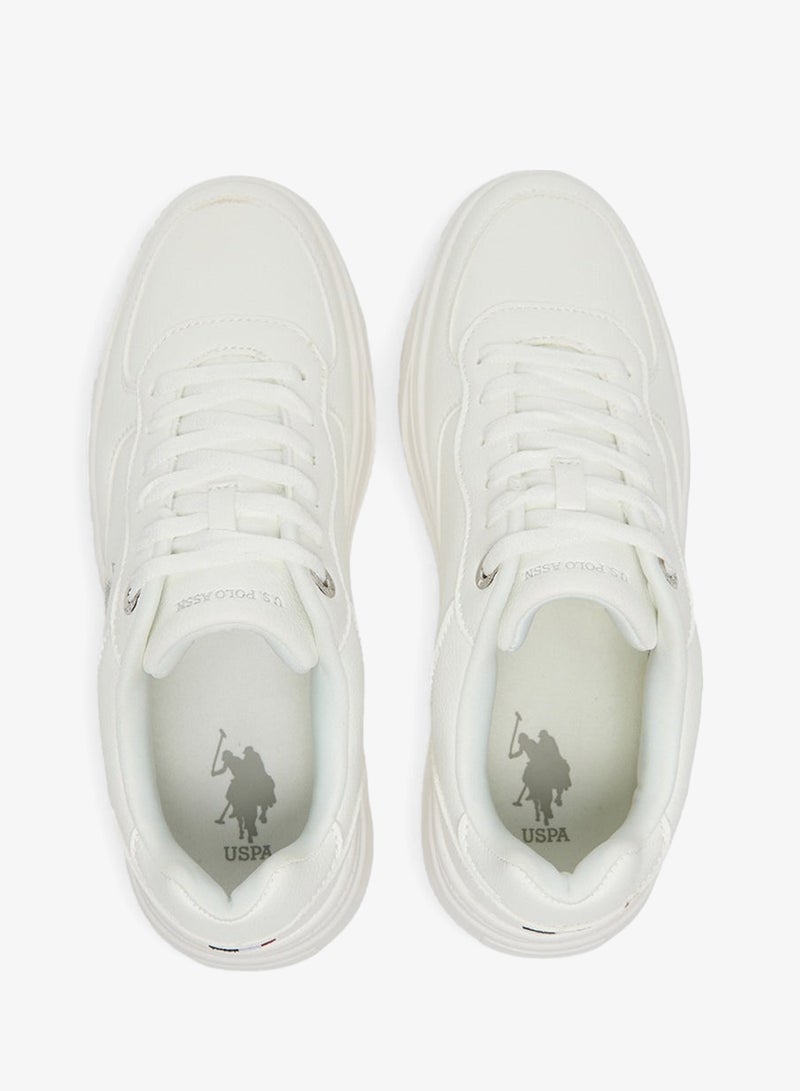 U.S. Polo Assn. Women's White Low-Top Sneakers - Chunky Outsole With Foam Padding, Minimalist Lace-Up Design Shoes - Image 5