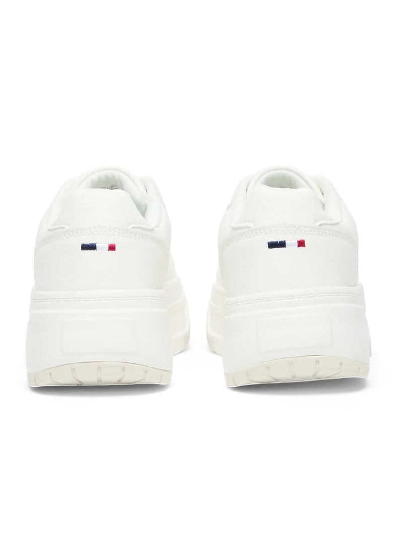 U.S. Polo Assn. Women's White Low-Top Sneakers - Chunky Outsole With Foam Padding, Minimalist Lace-Up Design