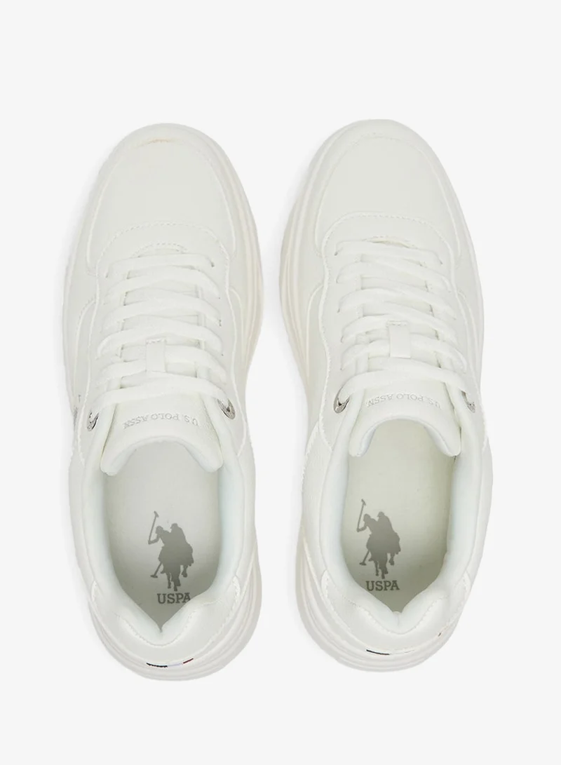 U.S. Polo Assn. White Women's White Low-Top Sneakers - Chunky Outsole With Foam Padding, Minimalist Lace-Up Design Shoes for Women | Best Price UAE