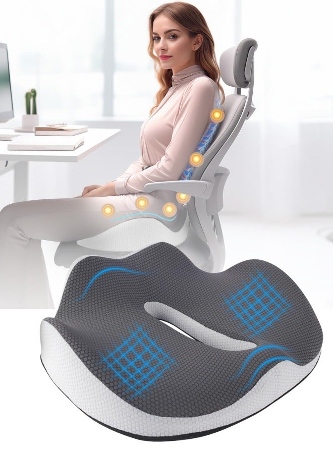 XiuWoo Office Seat Cushion Memory Foam Chair Cushions 3D Design for Pressure Relief, Back Pain Relief, Sciatica, Lower Back and Spine Support - Image 1