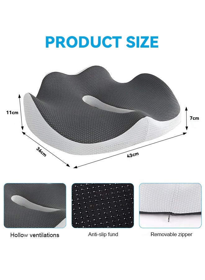 XiuWoo Office Seat Cushion Memory Foam Chair Cushions 3D Design for Pressure Relief, Back Pain Relief, Sciatica, Lower Back and Spine Support - Image 2