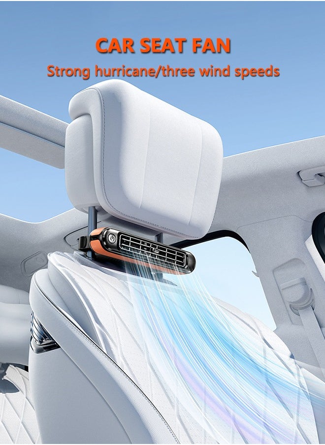 Golden Rose New Vehicle Fan, Car Cooling Fan for Vehicle, Car Rear Seat Fan USB Plug-In Dual Turbo 3 Speed Car Rear Seat, Mini Car Seat Back Cooling Fan Portable Headrest Cooler  - Image 2