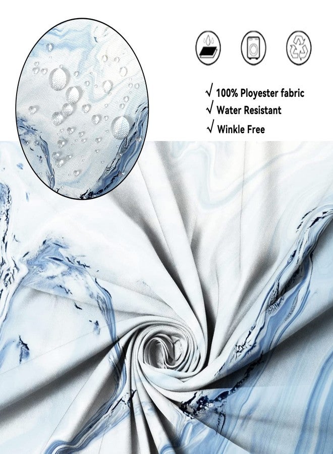 AWERT Blue Marble Shower Curtain - Waterproof for Bathroom Decor, Printed Washable With Hooks, 72x72 Inch - Image 3
