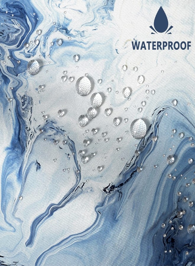 AWERT Blue Marble Shower Curtain - Waterproof for Bathroom Decor, Printed Washable With Hooks, 72x72 Inch - Image 4
