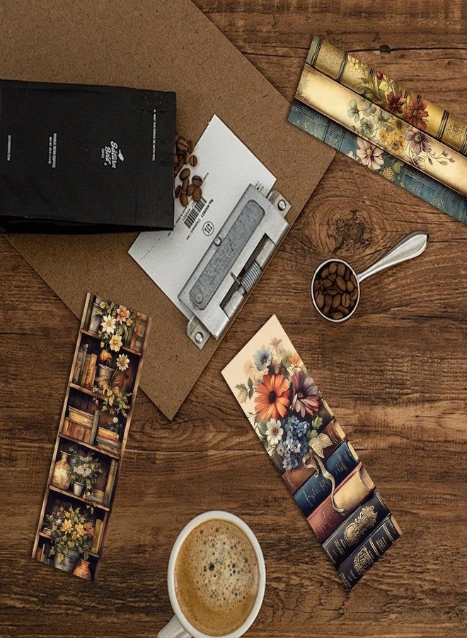 AFRITEE 100 Pcs Vintage Book Bulk Bookmark, Retro Floral Books Aesthetic Bulk Paper Bookmarks for Reading Lovers, Cottagecore Paper Bookmark Gift for Kids Girls Teachers Students - Image 5