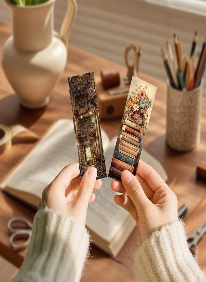 AFRITEE 100 Pcs Vintage Book Bulk Bookmark, Retro Floral Books Aesthetic Bulk Paper Bookmarks for Reading Lovers, Cottagecore Paper Bookmark Gift for Kids Girls Teachers Students - Image 3