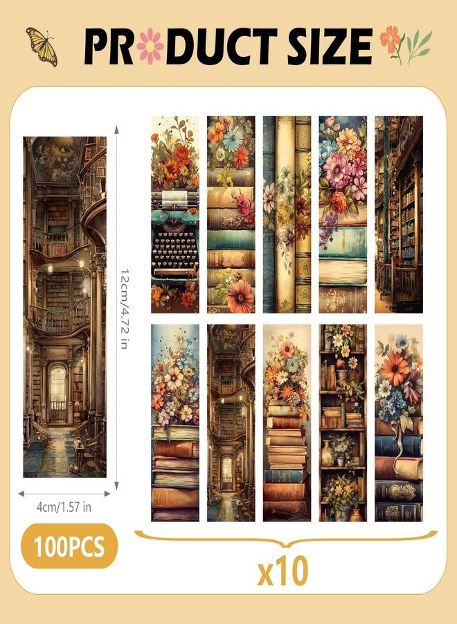 AFRITEE 100 Pcs Vintage Book Bulk Bookmark, Retro Floral Books Aesthetic Bulk Paper Bookmarks for Reading Lovers, Cottagecore Paper Bookmark Gift for Kids Girls Teachers Students - Image 4