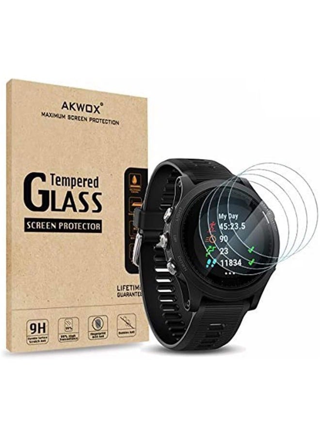 AKWOX (عبوة من 4) واقي شاشة زجاجي مقسى لجهاز Garmin Forerunner 935، [0.3 مم 2.5D عالي الدقة 9H] واقي شاشة شفاف متميز لجهاز Garmin Forerunner 935 - Image 1