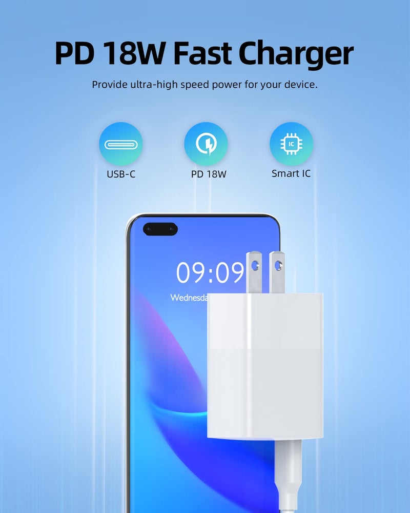 Superer Foldable 20W Fast Charging Fit for Google Pixel Charger- (Compatible with Pixel 8 8 pro 7 7a 7 Pro 6 6a 6Pro 5 5a 4a 4 3 3a 2 XL 2XL 3XL 4XL and 6Ft Charging Block Cable Power Cord) (White) - Image 3