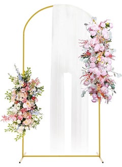 LENND Arch Backdrop Stand, Metal Gold Wedding Arch Stand, 120*220CM Arched Backdrop Frame for Birthday Party Baby Shower Graduation Ceremony Decoration  - Image 1