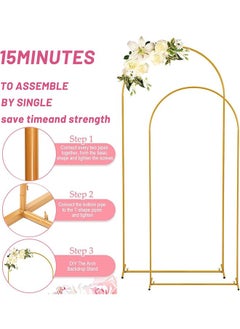 LENND Arch Backdrop Stand, Metal Gold Wedding Arch Stand, 120*220CM Arched Backdrop Frame for Birthday Party Baby Shower Graduation Ceremony Decoration  - Image 3
