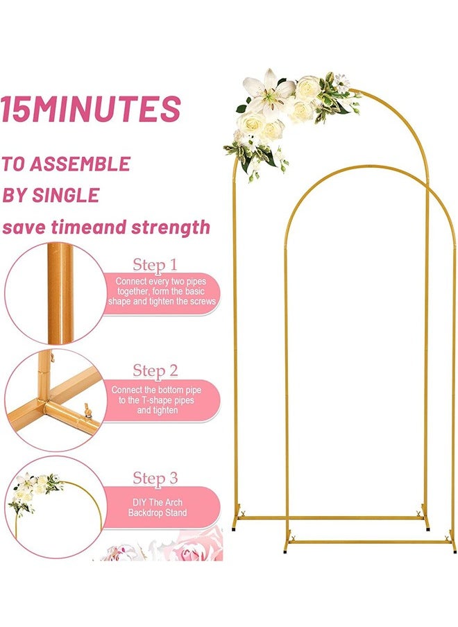LENND - Arch Backdrop Stand, Metal Gold Wedding Arch Stand, 120*220CM Arched Backdrop Frame for Birthday Party Baby Shower Graduation Ceremony Decoration - Image 1