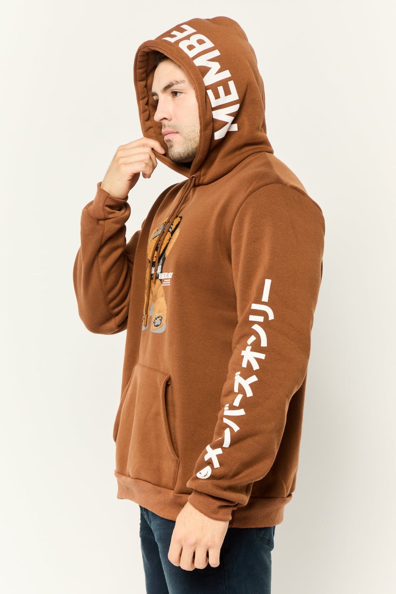 MEMBERS ONLY Men Embroidered Long Sleeve Hoodie, Brown - Image 3