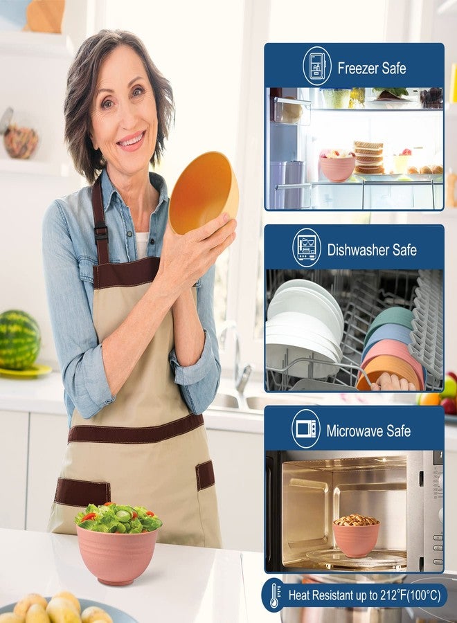 hotec أوعية حبوب من قش القمح غير قابلة للكسر وخالية من مادة BPA من هوتيك - أوعية شوربة وسلطة آمنة للاستخدام في الميكروويف وغسالة الصحون، طقم من 8 قطع، سعة 26 أونصة، متعددة الألوان - Image 5
