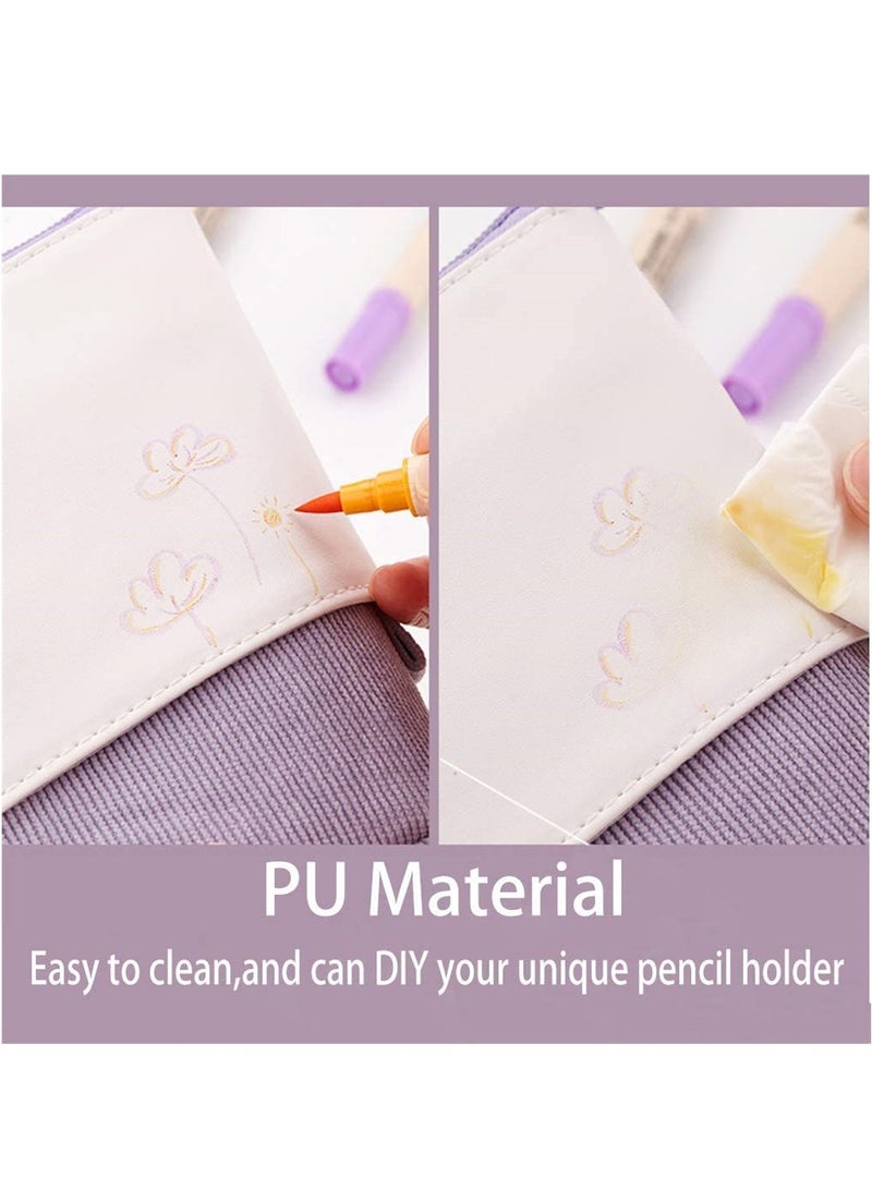Telescopic Pencil Case - Multifunctional Stand Up Pen Holder, Portable Corduroy Storage Bag for Office & School Supplies - Image 5