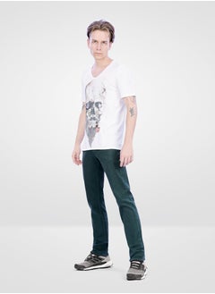 Web Denim Web Denim Dark Green Mid Waist Regular Fit Straight Stretchable Jeans  Fashionable Relaxed Fit Comfortable Denim Pant For Men  - Image 1