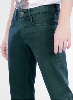 Web Denim Web Denim Dark Green Mid Waist Regular Fit Straight Stretchable Jeans  Fashionable Relaxed Fit Comfortable Denim Pant For Men  - Image 4