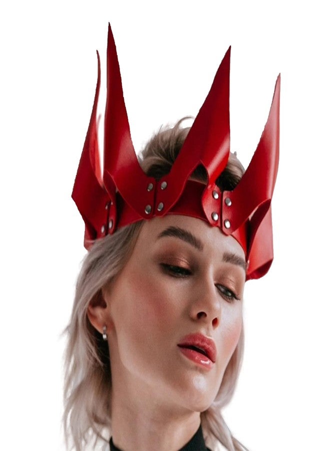 PURFUN Gothic PU Leather Crown Queen Princess Role Play Cosplay Hairbands Halloween Costume Headpiece Raves Birthday Party Punk Hair Garland Headband Headgear Dress-up Hair Accessory - Image 3