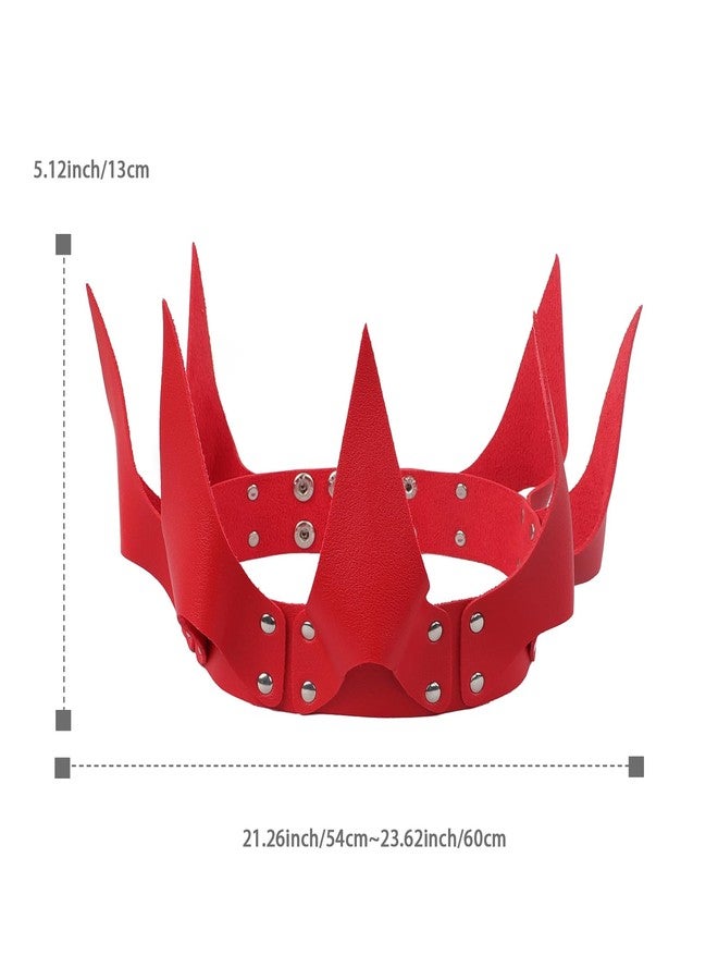 PURFUN Gothic PU Leather Crown Queen Princess Role Play Cosplay Hairbands Halloween Costume Headpiece Raves Birthday Party Punk Hair Garland Headband Headgear Dress-up Hair Accessory - Image 4
