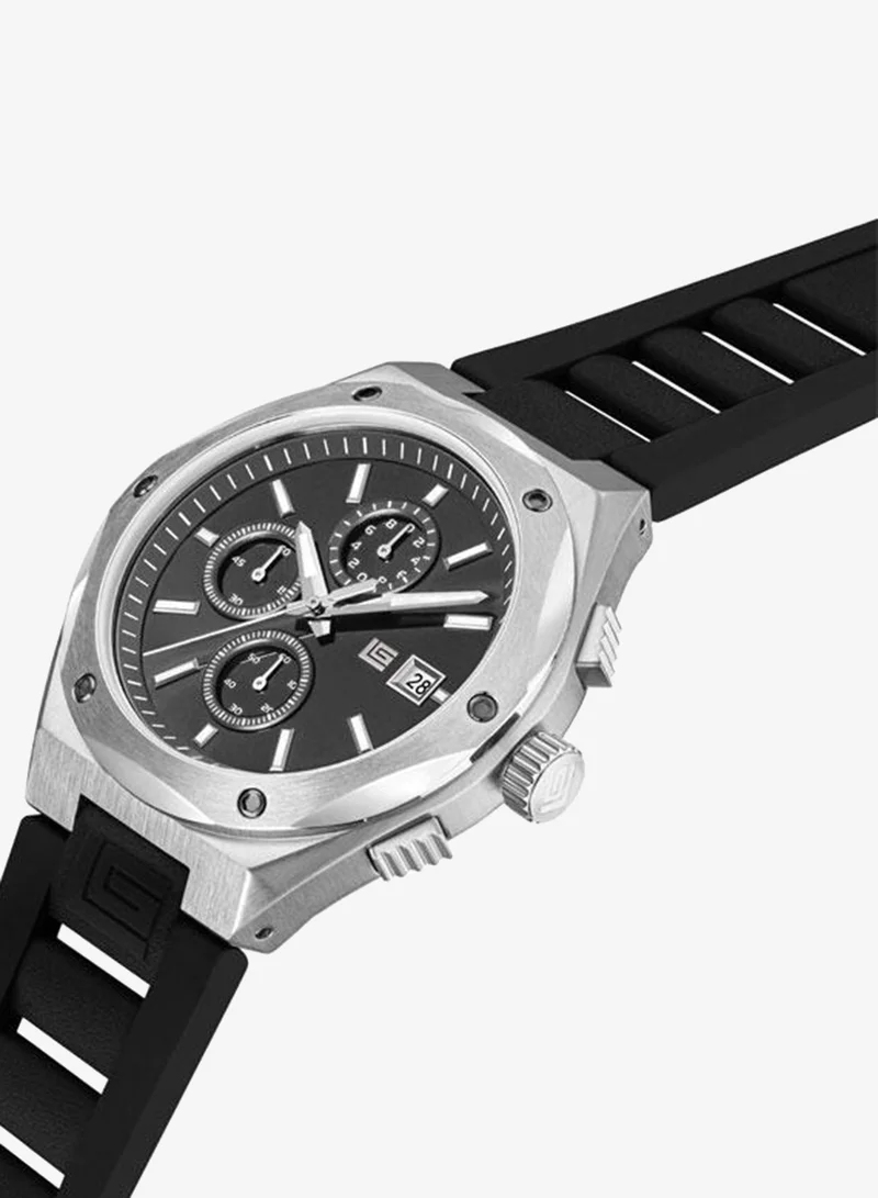 Guy Laroche Renaud Gray Dial Gray Leather Strap Chronograph Watch for Men 44.5mm