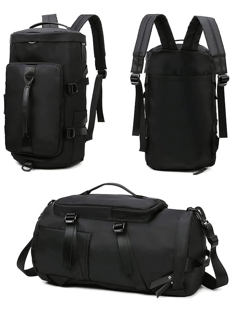 Travel Bag, Multifunctional Duffle Bag with Hidden Straps and Shoe Compartments, Large Capacity Gym Bag for Men and Women (Black)