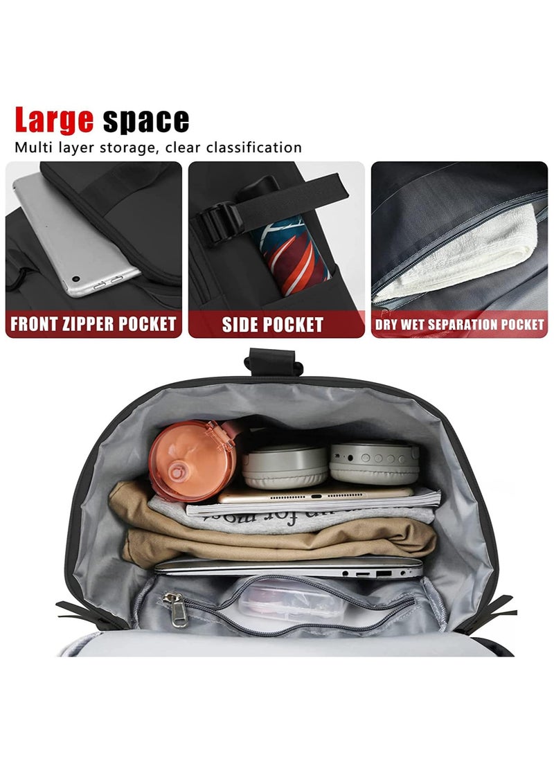 Travel Bag, Multifunctional Duffle Bag with Hidden Straps and Shoe Compartments, Large Capacity Gym Bag for Men and Women (Black)